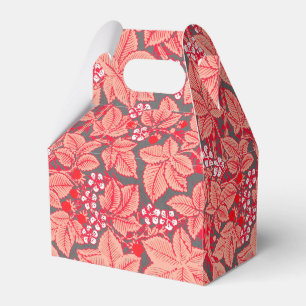 Art Nouveau Erdbeeren und Blätter, Coral Orange Geschenkschachtel