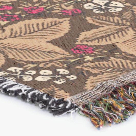 Art Nouveau Erdbeeren und Blätter, Dunkelbraun Decke (Ecke)