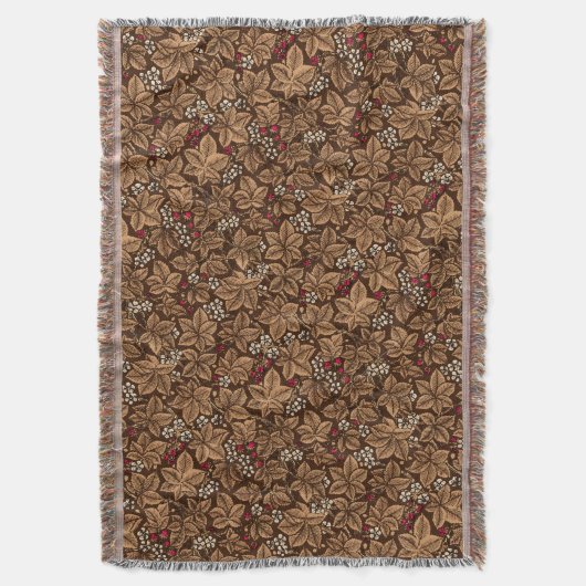 Art Nouveau Erdbeeren und Blätter, Dunkelbraun Decke (Vorderseite Vertikal)