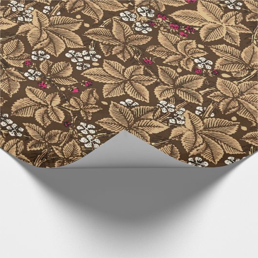 Art Nouveau Erdbeeren und Blätter, Dunkelbraun Geschenkpapier (Ecke)