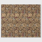 Art Nouveau Erdbeeren und Blätter, Dunkelbraun Geschenkpapier (Flach)