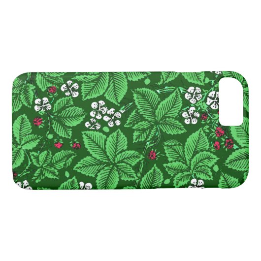 Art Nouveau Erdbeeren und Blätter, Emerald Green Case-Mate iPhone Hülle (Rückseite (Horizontal))