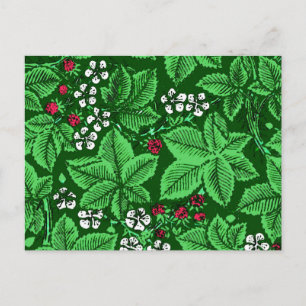 Art Nouveau Erdbeeren und Blätter, Emerald Green Postkarte