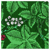 Art Nouveau Erdbeeren und Blätter, Emerald Green Stoff (Nahaufnahme)