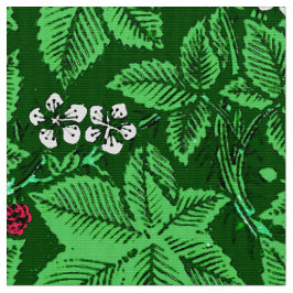 Art Nouveau Erdbeeren und Blätter, Emerald Green Stoff
