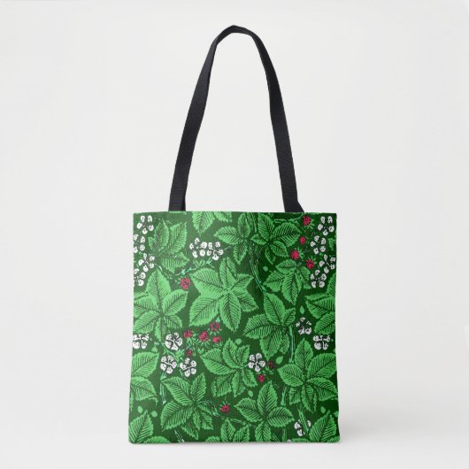 Art Nouveau Erdbeeren und Blätter, Emerald Green Tasche (Vorderseite)