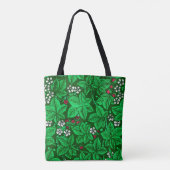 Art Nouveau Erdbeeren und Blätter, Emerald Green Tasche (Rückseite)