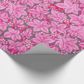 Art Nouveau Erdbeeren und Blätter, rosa und grau Geschenkpapier (Ecke)