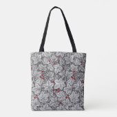 Art Nouveau Erdbeeren und Blätter, Silver Gray T Tasche (Rückseite)