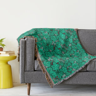 Art Nouveau Erdbeeren und Blätter, Türkis Decke