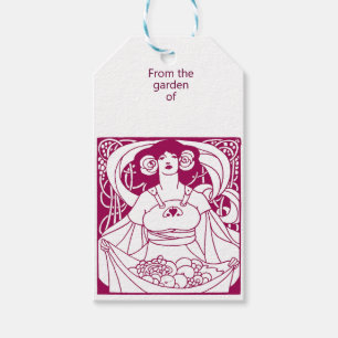Art Nouveau Ernte-Mädchen-Illustration   Vintage  Geschenkanhänger