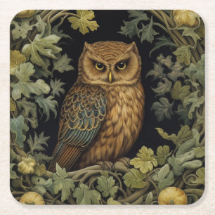 Art nouveau-Eule im Wald Rechteckiger Pappuntersetzer