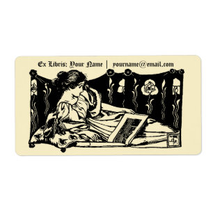 Art Nouveau Ex Libris Girl & Book