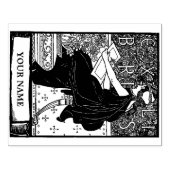 Art Nouveau Ex Libris Girl Writing Template Gummistempel (Prägung)