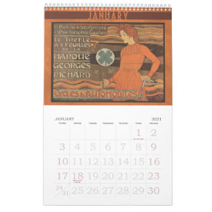 Art Nouveau Fahrrad-Kalender 2014 Vintage Kalender