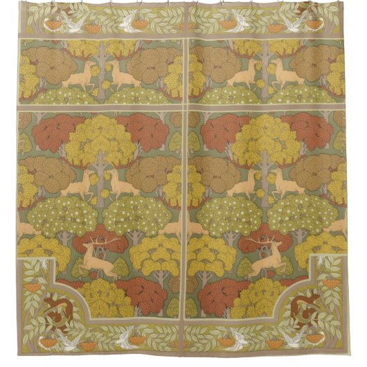 Art Nouveau Fall Forest & Deh Duschvorhang (Vorderseite)