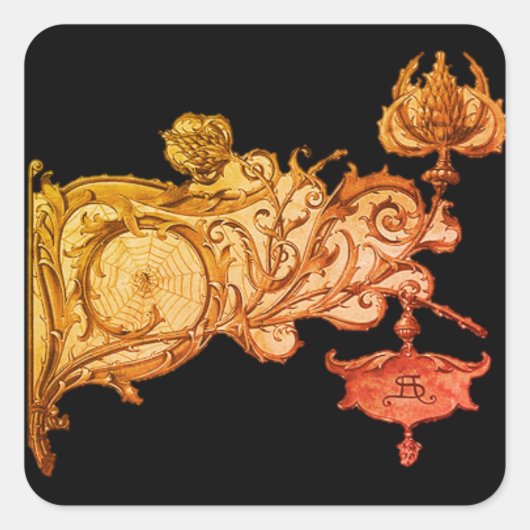 Art Nouveau fallsconce spiderweb anton seder Quadratischer Aufkleber (Vorderseite)