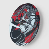 ART NOUVEAU FAUN Red Burgundy, Schwarz, Weiß Große Wanduhr (Winkel)