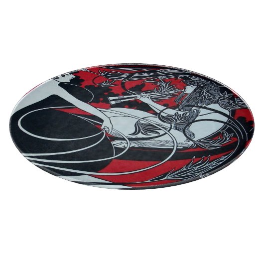 ART NOUVEAU FAUN Red Burgundy, Schwarz-weiß Schneidebrett (Ecke)