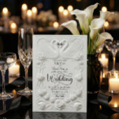 Art Nouveau Faux Embossed Swan Wedding Einladung