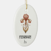 Art Nouveau February Birth Flower Iris Birthday Keramik Ornament (Rechts)