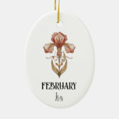 Art Nouveau February Birth Flower Iris Birthday Keramik Ornament (Hinten)