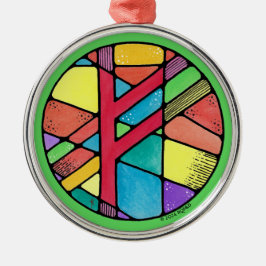 Art Nouveau Fehu Rune of Wealth Ornament Aus Metall