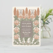 Art Nouveau Fir Tree Resilience Wedding Einladung (Stehend Vorderseite)