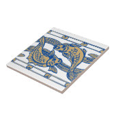 Art Nouveau Fisch & Seetang Frieze Pattern Fliese (Seite)