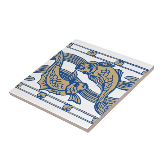 Art Nouveau Fisch & Seetang Frieze Pattern Fliese (Seite)