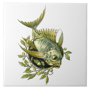 Art Nouveau Fischornament Fliese