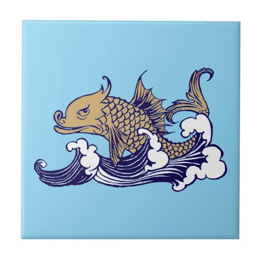 Art Nouveau Fish in Wave by Arthur Rackham Fliese (Vorderseite)