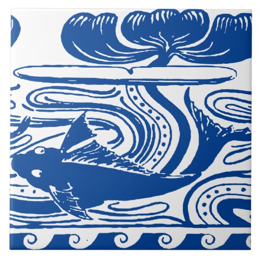 Art Nouveau Fish & Lily Frieze Pattern Fliese (Vorderseite)