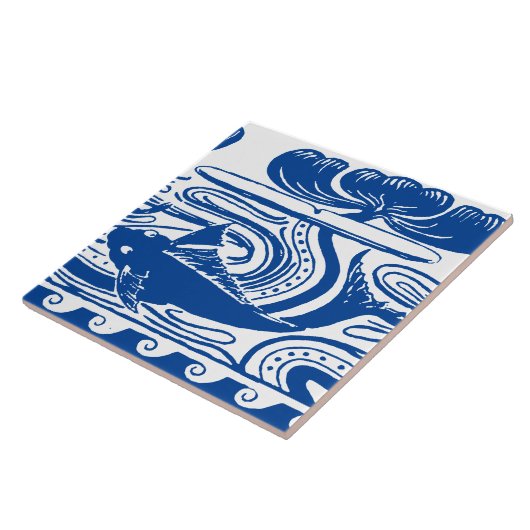 Art Nouveau Fish & Lily Frieze Pattern Fliese (Seite)