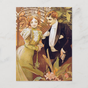 Art Nouveau Flirt Postkarte