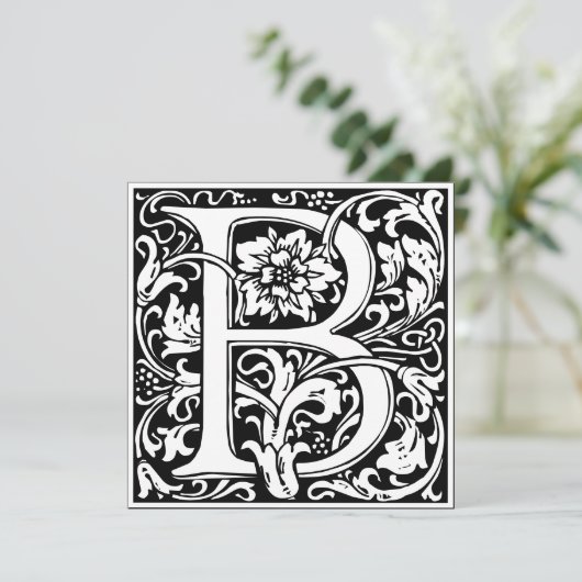 Art Nouveau Floral Alphabet Monogram Letter B Einladung (Stehend Vorderseite)