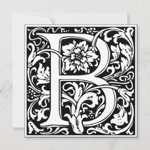 Art Nouveau Floral Alphabet Monogram Letter B Einladung