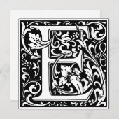 Art Nouveau Floral Alphabet Monogram Letter E Einladung (Vorne/Hinten)