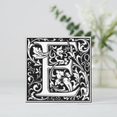 Art Nouveau Floral Alphabet Monogram Letter E Einladung (Stehend Vorderseite)