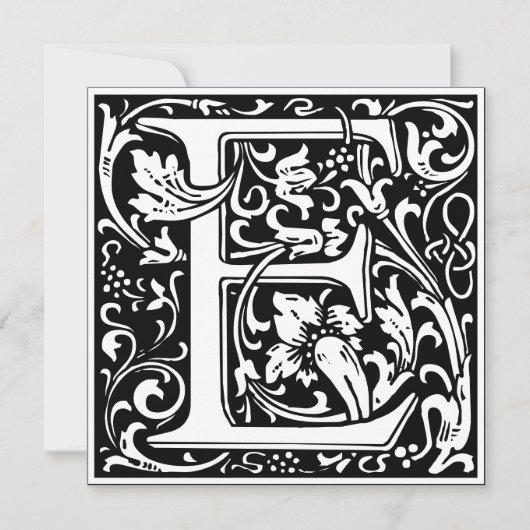 Art Nouveau Floral Alphabet Monogram Letter E Einladung (Vorderseite)