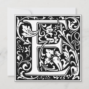 Art Nouveau Floral Alphabet Monogram Letter E Einladung