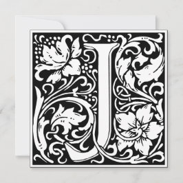 Art Nouveau Floral Alphabet Monogram Letter J Einladung