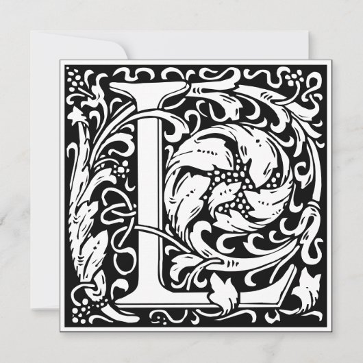 Art Nouveau Floral Alphabet Monogram Letter L Einladung (Vorderseite)