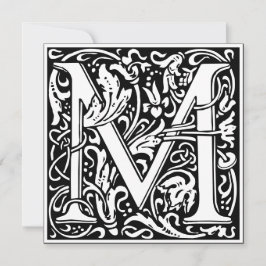 Art Nouveau Floral Alphabet Monogram Letter M Einladung