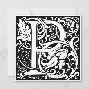 Art Nouveau Floral Alphabet Monogram Letter P Einladung