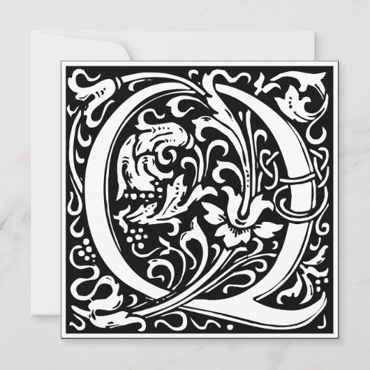 Art Nouveau Floral Alphabet Monogram Letter Q Einladung (Vorderseite)
