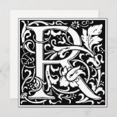 Art Nouveau Floral Alphabet Monogram Letter R Einladung (Vorne/Hinten)