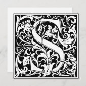 Art Nouveau Floral Alphabet Monogram Letter S Einladung (Vorne/Hinten)