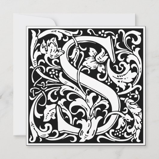 Art Nouveau Floral Alphabet Monogram Letter S Einladung (Vorderseite)