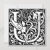 Art Nouveau Floral Alphabet Monogram Letter U Einladung (Vorderseite)